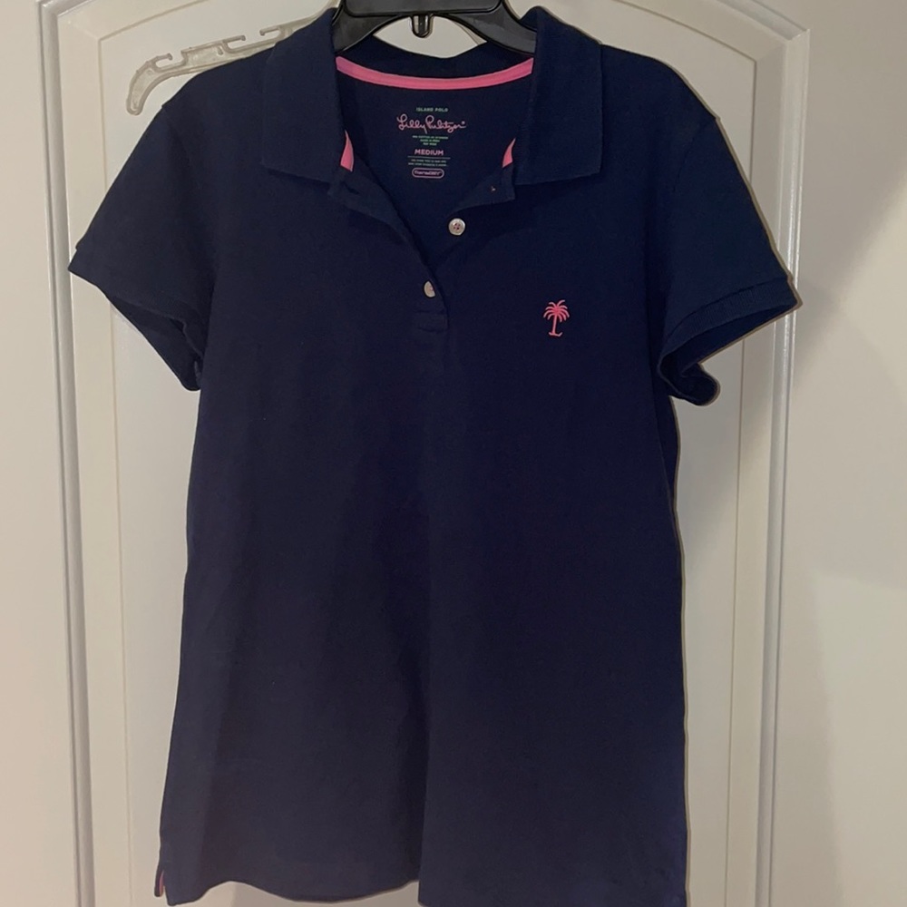 lilly pultzier navy collared shirt